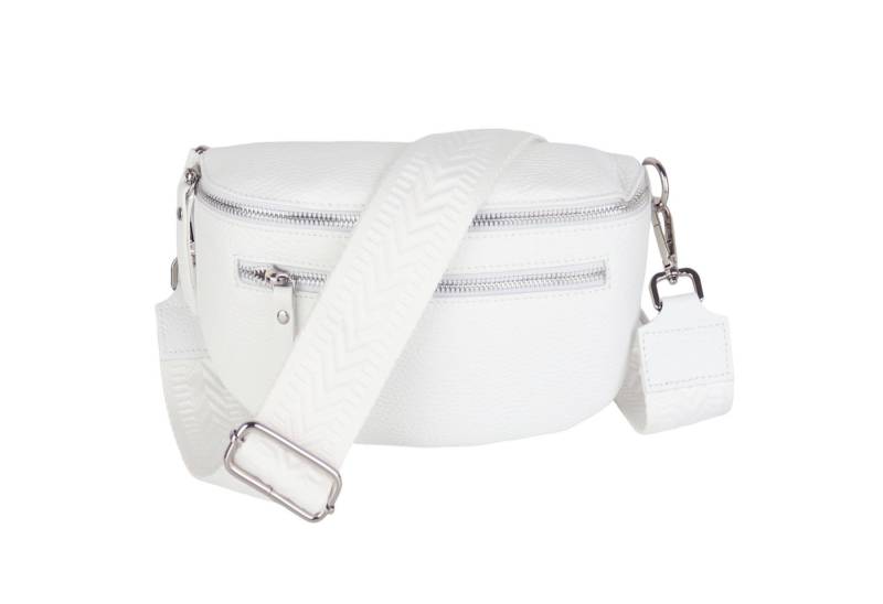 MIRROSI Bauchtasche Damen, Echtleder, Leder, Made in Italy, Umhängetasche, Brusttasche, (Schultertasche für jeden Anlass (1 Tasche & 2 Gurt), Mit zwei Reißverschlüssen, (ca.27x14x8cm), Crossbody Bag, gemusterten& verstellbaren Schulterriemen von MIRROSI