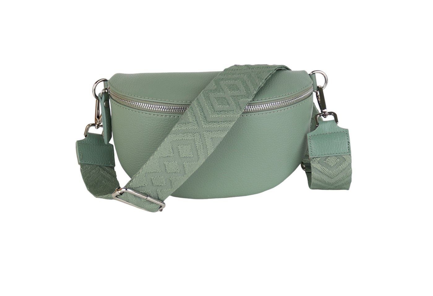 MIRROSI Bauchtasche Damen, Echtleder, Leder, Made in Italy, Umhängetasche, Brusttasche, (Schultertasche für jeden Anlass (1 Tasche & 2 Gurte), 3 Größen auswählbar), Crossbody Bag, Altrosa, gemusterten& verstellbaren Schulterriemen von MIRROSI