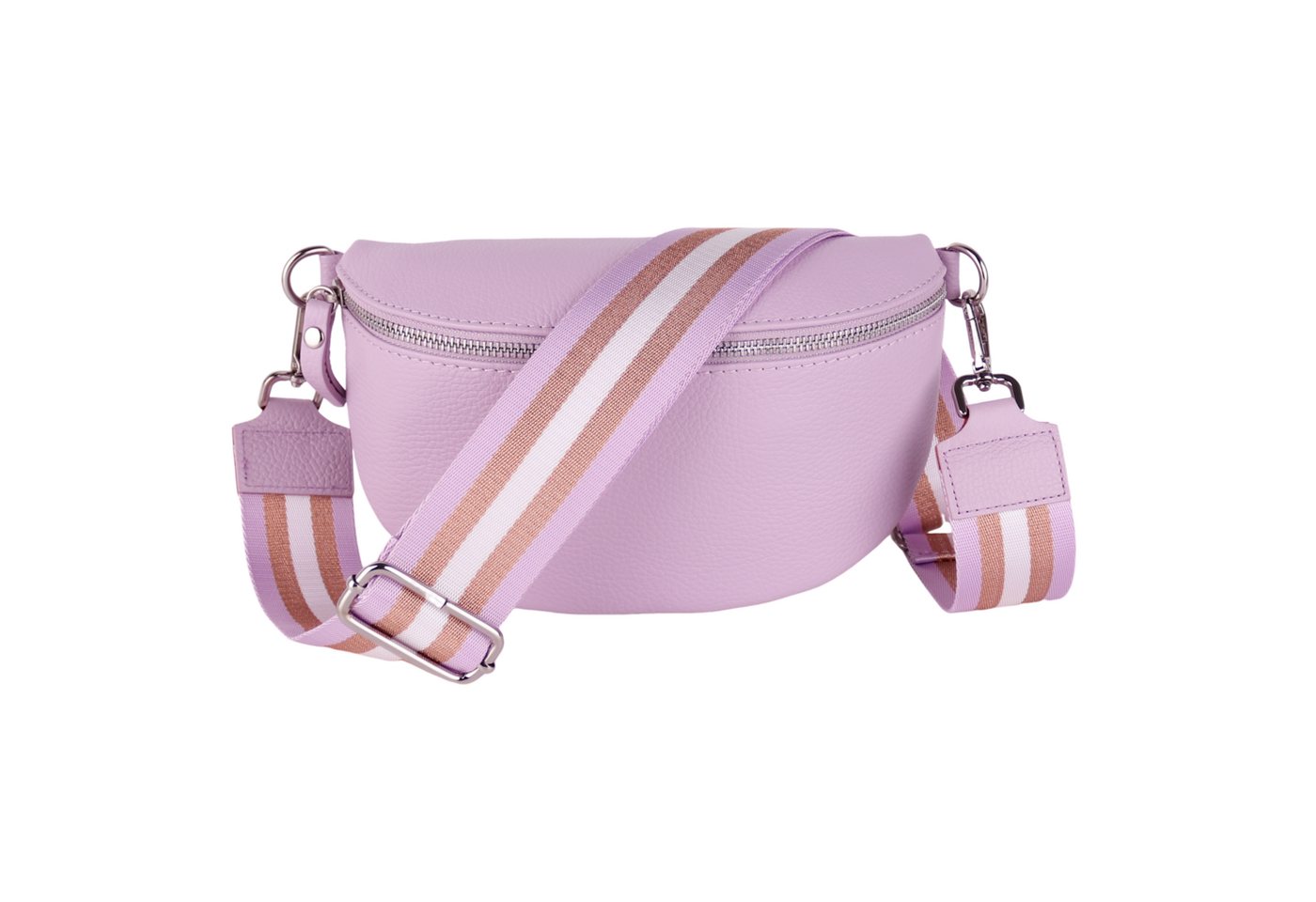 MIRROSI Bauchtasche Damen, Echtleder, Leder, Made in Italy, Umhängetasche, Brusttasche, (Schultertasche für jeden Anlass (1 Tasche & 2 Gurte), 3 Größen auswählbar), Crossbody Bag, Babyblau, gemusterten& verstellbaren Schulterriemen von MIRROSI