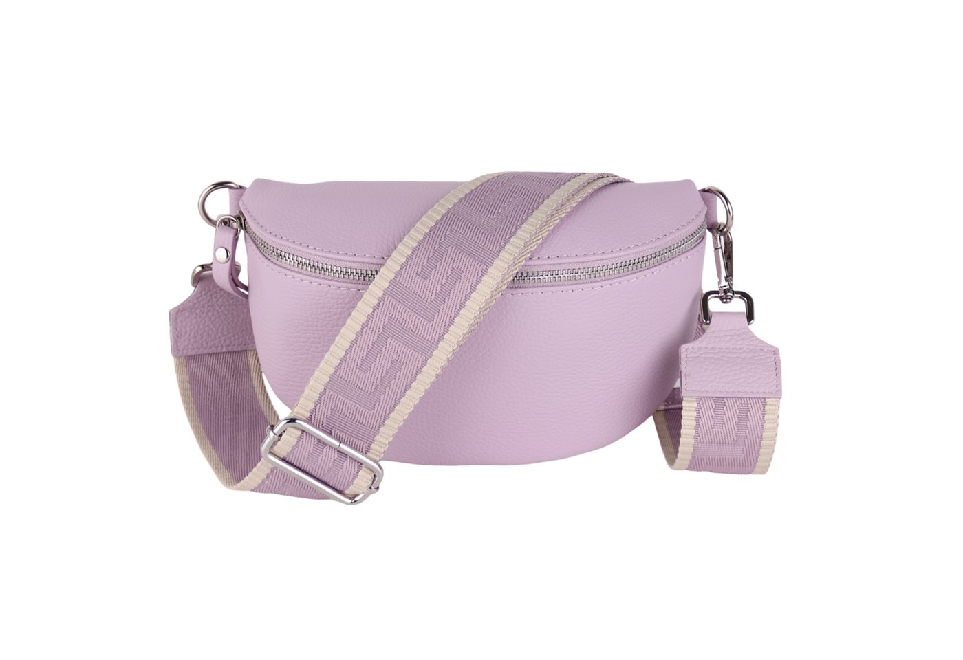 MIRROSI Bauchtasche Damen, Echtleder, Leder, Made in Italy, Umhängetasche, Brusttasche, (Schultertasche für jeden Anlass (1 Tasche & 2 Gurte), 3 Größen auswählbar), Crossbody Bag, Babyblau, gemusterten& verstellbaren Schulterriemen von MIRROSI