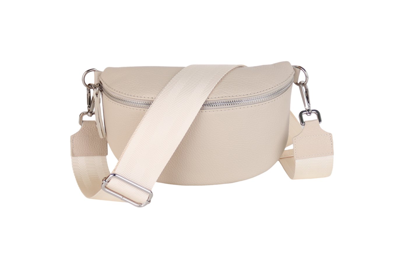 MIRROSI Bauchtasche Damen, Echtleder, Leder, Made in Italy, Umhängetasche, Brusttasche, (Schultertasche für jeden Anlass (1 Tasche & 2 Gurte), 3 Größen auswählbar), Crossbody Bag, Beige,Weiß, gemusterten& verstellbaren Schulterriemen von MIRROSI