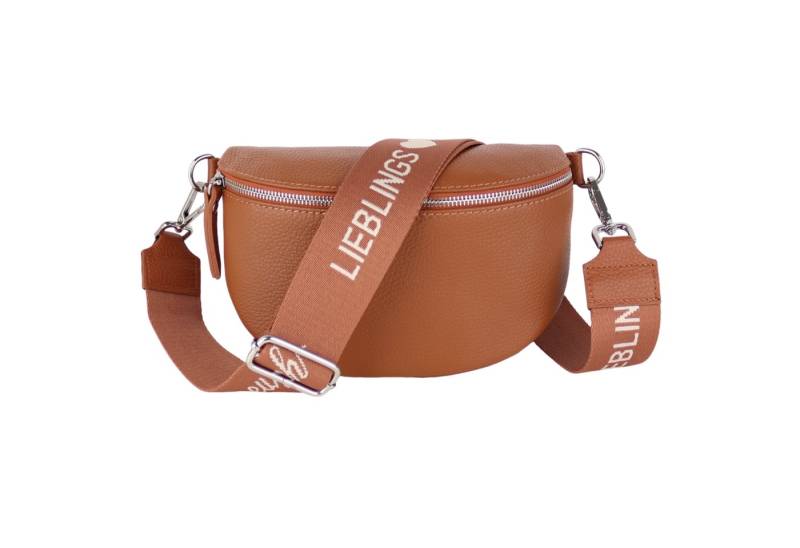 MIRROSI Bauchtasche Damen, Echtleder, Leder, Made in Italy, Umhängetasche, Brusttasche, (Schultertasche für jeden Anlass (1 Tasche & 2 Gurte), Damen Taschen, 3 Größen auswählbar), Crossbody Bag, Cognac Braun, verstellbaren Schulterriemen von MIRROSI