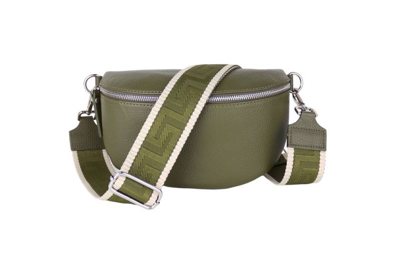 MIRROSI Bauchtasche Damen, Echtleder, Leder, Made in Italy, Umhängetasche, Brusttasche, (Schultertasche für jeden Anlass (1 Tasche & 2 Gurte), Damen Taschen, 3 Größen auswählbar), Crossbody Bag, Khakigrün Khaki, verstellbaren Schulterriemen von MIRROSI