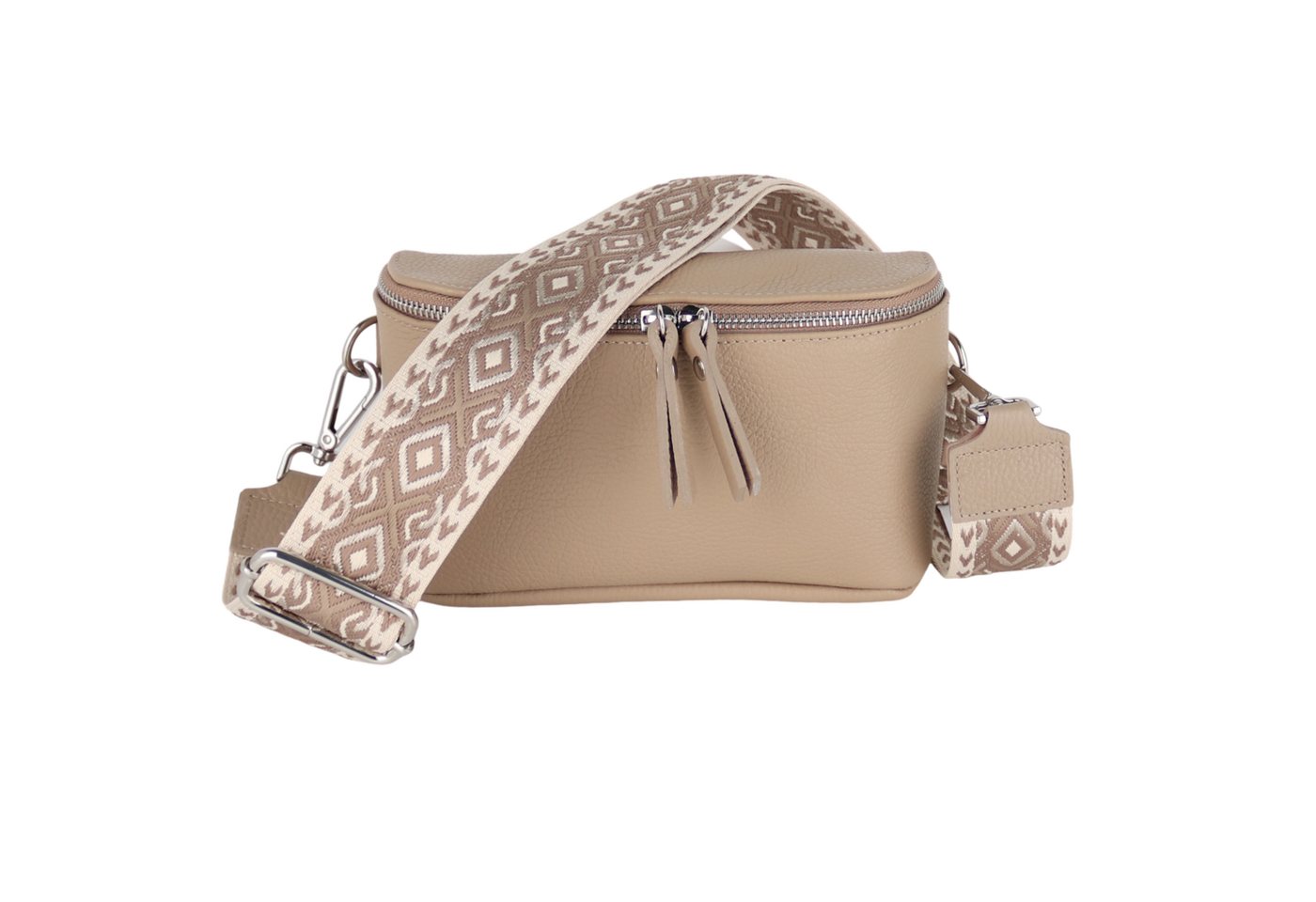 MIRROSI Bauchtasche Damen, Echtleder, Made in Italy, Umhängetasche, Brusttasche, (23x13x7cm), Schultertasche für jeden Anlass (1 Tasche & 2 Gurte), Crossbody Bag, gemusterten & verstellbaren Schulterriemen von MIRROSI