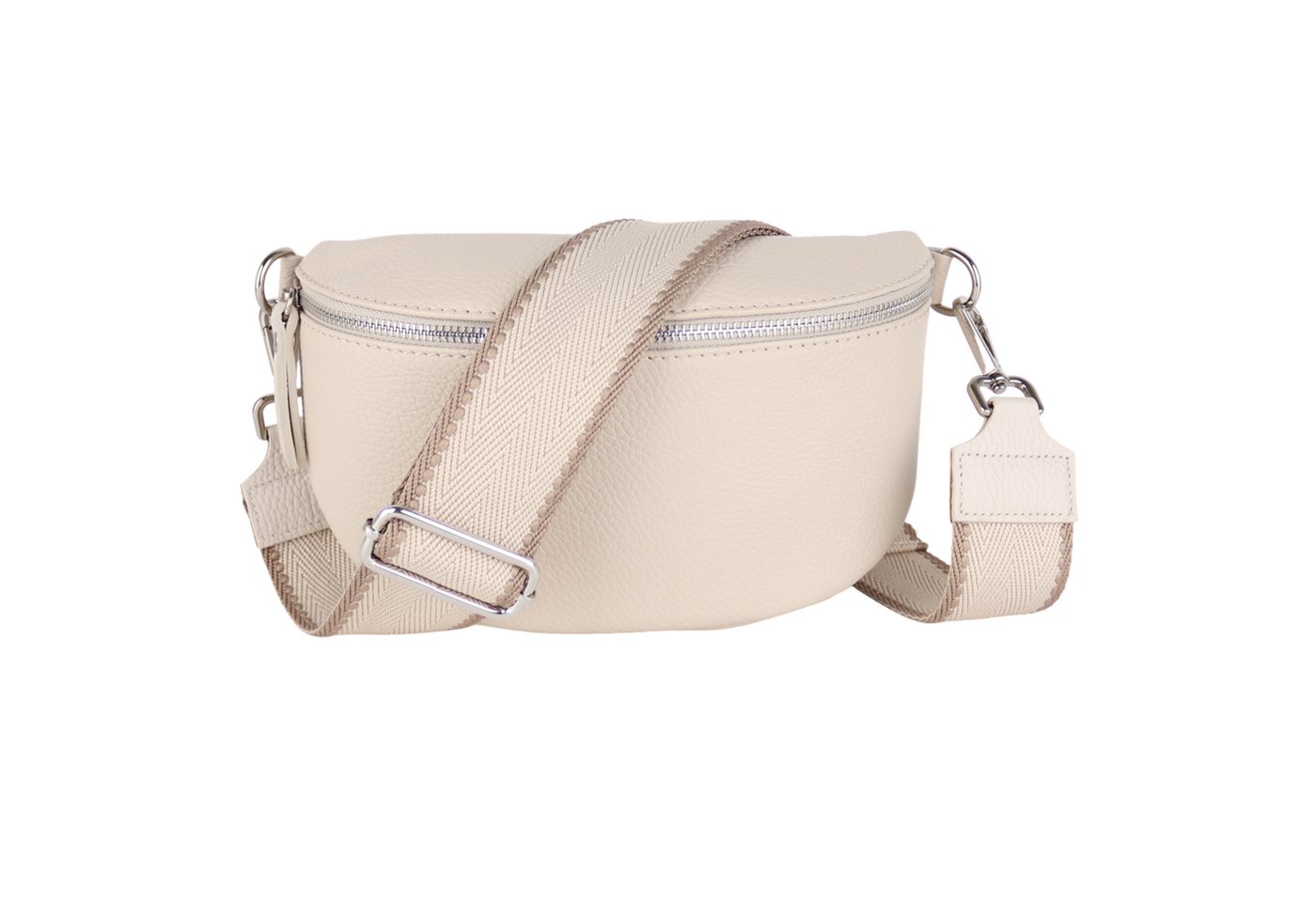 MIRROSI Bauchtasche Damen, Echtleder, Made in Italy, Umhängetasche, Brusttasche, (Schultertasche für jeden Anlass (1 Tasche & 2 Gurte), Crossbody Bag, Beige, gemusterten& verstellbaren Schulterriemen von MIRROSI