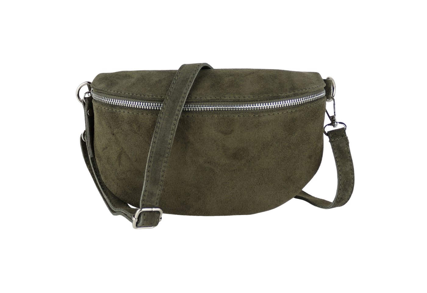 MIRROSI Bauchtasche Damen, Veloursleder, Made in Italy,Umhängetasche, Brusttasche (Schultertasche für jeden Anlass, 28x18x9 cm), Crossbody Bag, Schwarz, gemusterten& verstellbaren Schulterriemen von MIRROSI