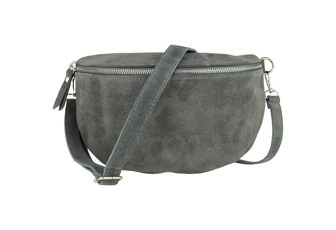 MIRROSI Bauchtasche Damen, Veloursleder, Made in Italy,Umhängetasche, Brusttasche (Schultertasche für jeden Anlass, 28x18x9 cm), Crossbody Bag, Schwarz, gemusterten& verstellbaren Schulterriemen von MIRROSI