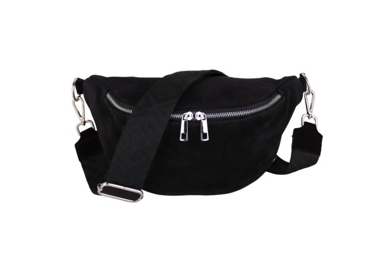 MIRROSI Bauchtasche Damen, Wildleder, Made in Italy, Umhängetasche, Brusttasche (Boho Style Schultertasche für jeden Anlass (1 Tasche & 2 Gurt), 33x18x12cm, Reißverschlussfach auf der Rückseite), Crossbody Bag, Schulterriemen Länge verstellbar von MIRROSI