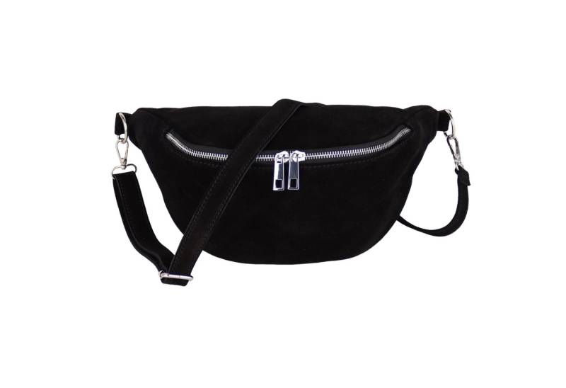 MIRROSI Bauchtasche Damen, Wildleder, Made in Italy, Umhängetasche, Brusttasche (Schultertasche für jeden Anlass (1 Tasche & 1 Gurt), 33x18x12cm, Reißverschlussfach auf der Rückseite), Crossbody Bag, Schulterriemen Länge verstellbar von MIRROSI