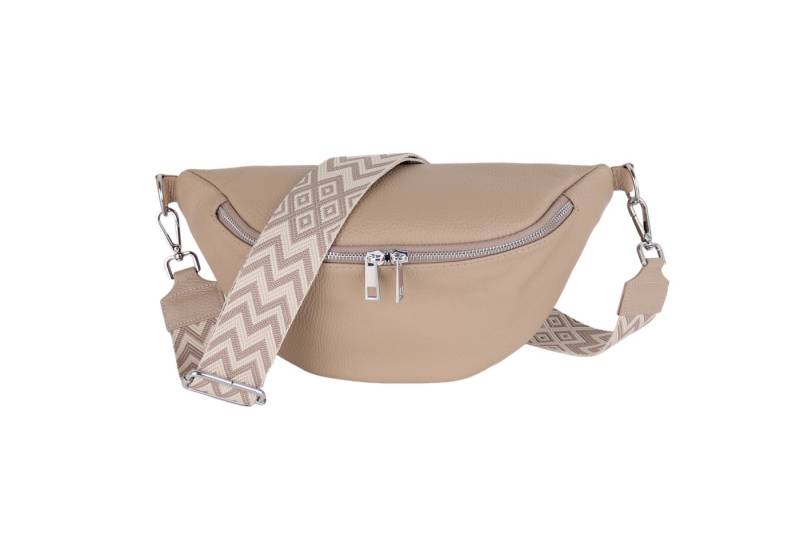 MIRROSI Bauchtasche Damen, Wildleder, Made in Italy, Umhängetasche, Brusttasche (Schultertasche für jeden Anlass (1 Tasche & 2 Gurt), 33x18x12cm, Reißverschlussfach auf der Rückseite), Crossbody Bag, Schulterriemen Länge verstellbar von MIRROSI
