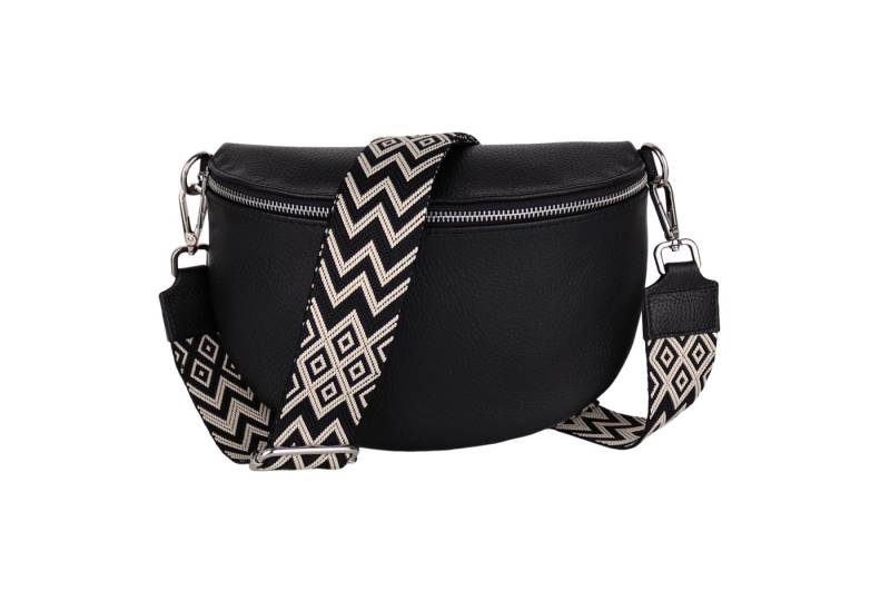 MIRROSI Bauchtasche Damen, aus Echtleder, Made in Italy,Umhängetasche, Brusttasche (Schultertasche für jeden Anlass (1 Tasche & 1 oder 2 Gurte), 26x20x8cm, Reißverschlussfach auf der Rückseite), Crossbody Bag, gemusterten& verstellbaren Schulterriemen von MIRROSI