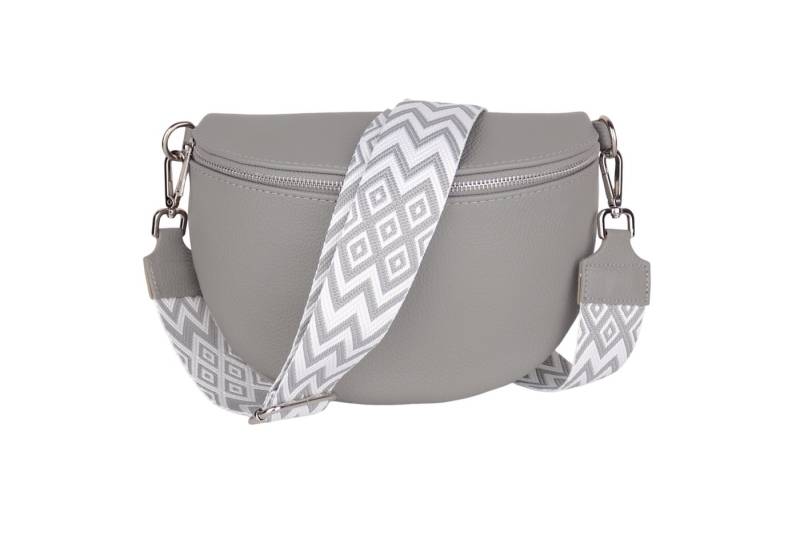 MIRROSI Bauchtasche Damen, aus Echtleder, Made in Italy,Umhängetasche, Brusttasche (Schultertasche für jeden Anlass (1 Tasche & 1 oder 2 Gurte), 26x20x8cm, Reißverschlussfach auf der Rückseite), Crossbody Bag, gemusterten& verstellbaren Schulterriemen von MIRROSI