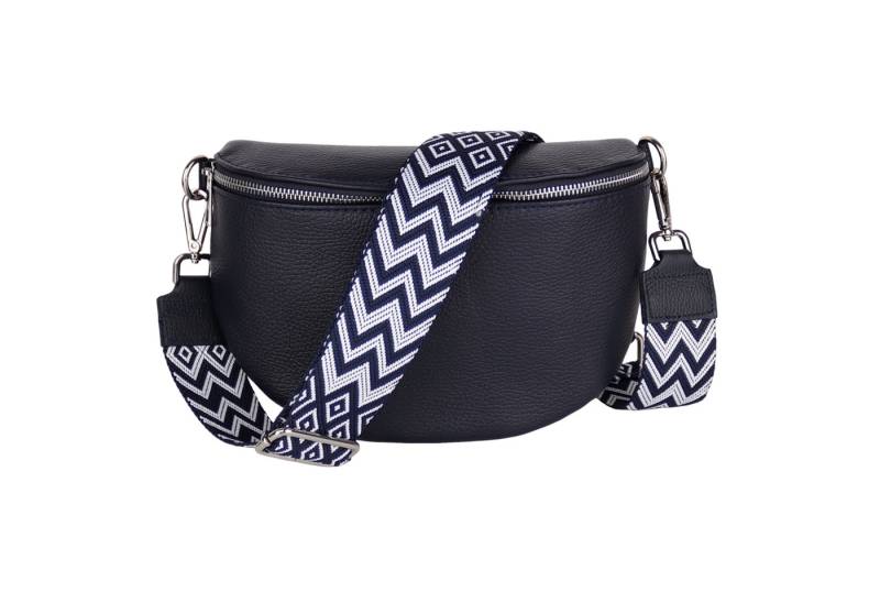 MIRROSI Bauchtasche Damen, aus Echtleder, Made in Italy,Umhängetasche, Brusttasche (Schultertasche für jeden Anlass (1 Tasche & 1 oder 2 Gurte), 26x20x8cm, Reißverschlussfach auf der Rückseite), Crossbody Bag, gemusterten& verstellbaren Schulterriemen von MIRROSI