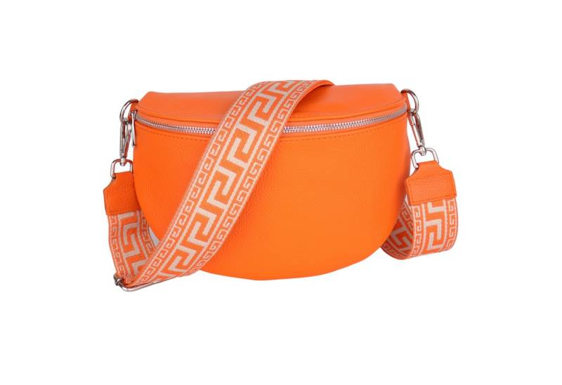 MIRROSI Bauchtasche Damen, aus Echtleder, Made in Italy,Umhängetasche, Brusttasche (Schultertasche für jeden Anlass (1 Tasche & 1 oder 2 Gurte), 26x20x8cm, Reißverschlussfach auf der Rückseite), Crossbody Bag, gemusterten& verstellbaren Schulterriemen von MIRROSI