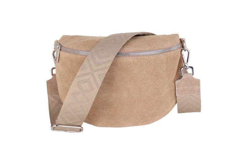 MIRROSI Bauchtasche Damen,Wildleder, Made in Italy,Umhängetasche, Brusttasche (Schultertasche für jeden Anlass (1 Tasche & 1 oder 2 Gurte), 26x20x8 cm, Reißverschlussfach auf der Rückseite), Crossbody Bag, gemusterten& verstellbaren Schulterriemen von MIRROSI