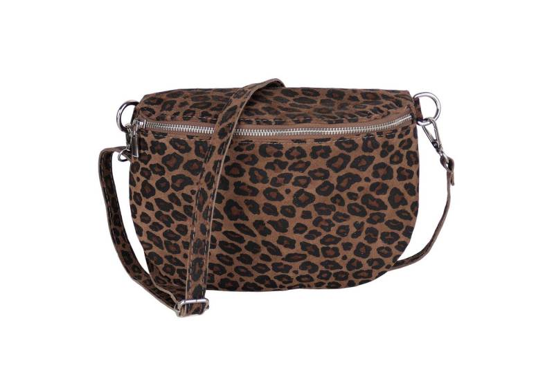 MIRROSI Bauchtasche Damen,Wildleder, Made in Italy,Umhängetasche, Brusttasche (Schultertasche für jeden Anlass (1 Tasche & 1 oder 2 Gurte), 26x20x8 cm, Reißverschlussfach auf der Rückseite), Crossbody Bag, gemusterten& verstellbaren Schulterriemen von MIRROSI