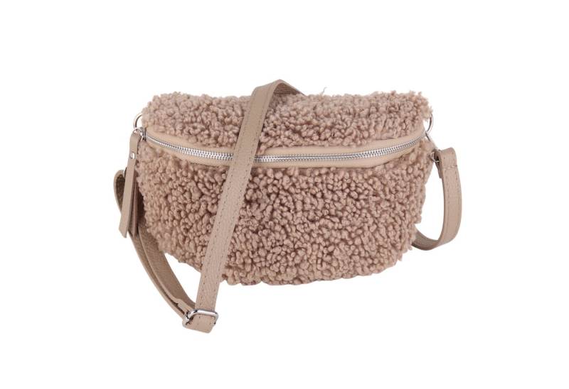 MIRROSI Bauchtasche Damen Brusttasche Plüsch, Teddyfell, Made in Italy (28x18x10cm), auch als Schultertasche, Umhängetasche tragbar von MIRROSI