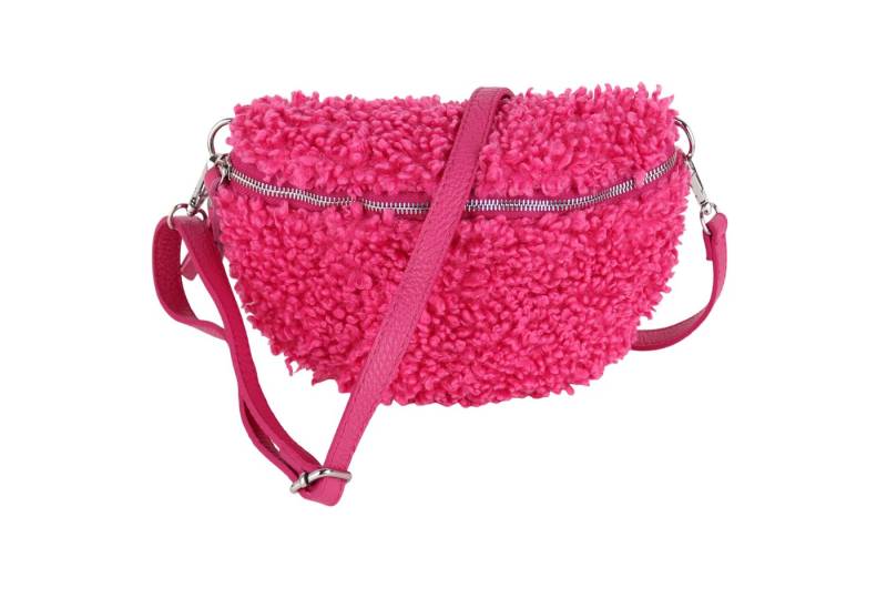 MIRROSI Bauchtasche Damen Brusttasche Plüsch, Teddyfell, Made in Italy (28x18x10cm), auch als Schultertasche, Umhängetasche tragbar von MIRROSI