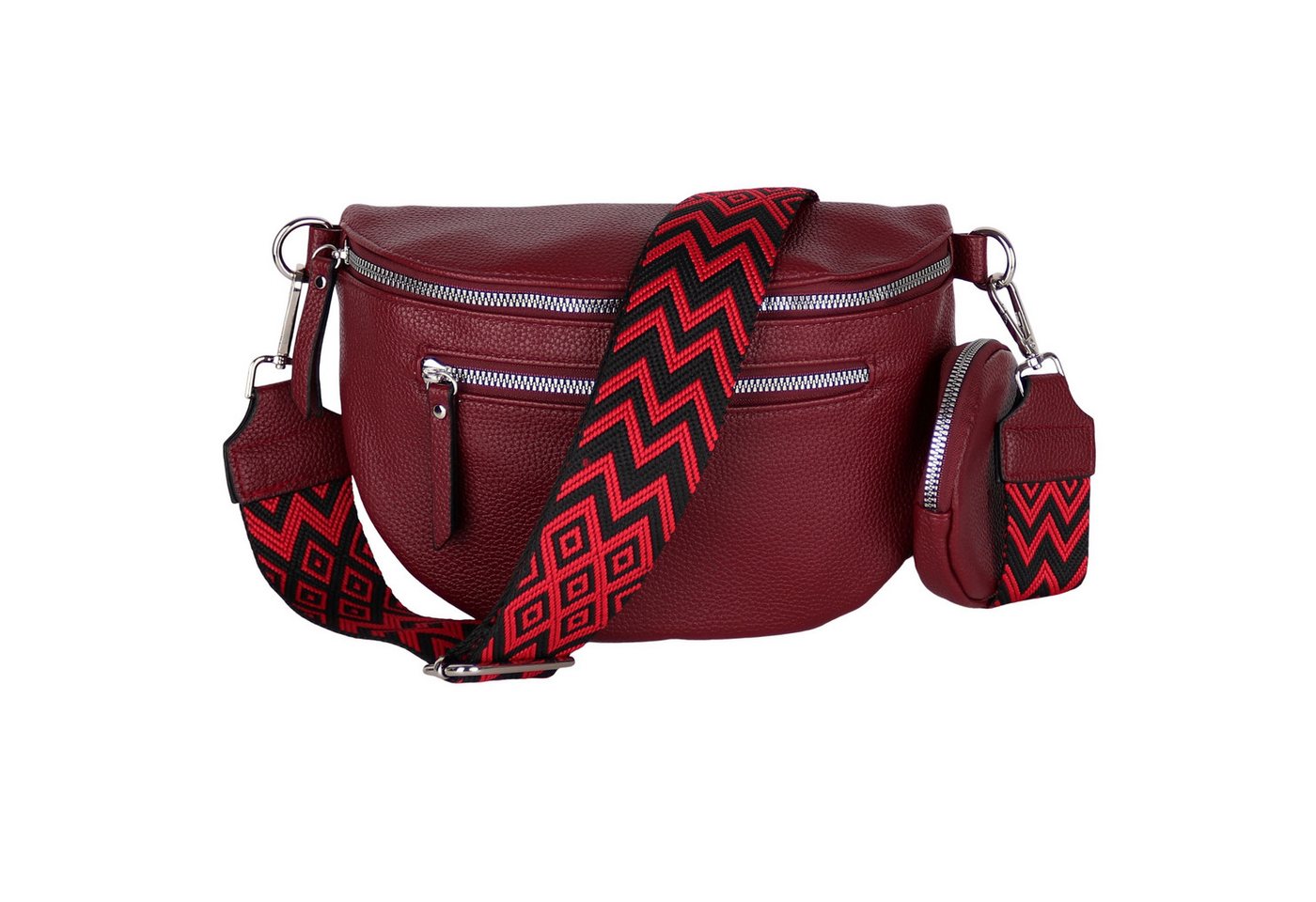 MIRROSI Bauchtasche Damen Taschen, Umhängetasche, Brusttasche, 27x19x9cm Veganes Leder (Schultertasche für jeden Anlass, inkl.1x Münzbeutel), Crossbody Bag, Bohemian gemusterten& verstellbaren Schulterriemen von MIRROSI