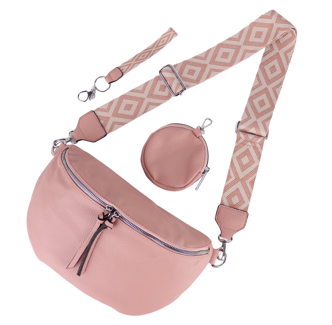 MIRROSI Bauchtasche Damen Taschen, Umhängetasche, Brusttasche, 30x19x10cm Veganes Leder (Schultertasche für jeden Anlass, (dazu 1x Schlüsselband und 1x Münzenbeutel), Crossbody Bag, Bohemian gemusterten & verstellbaren Schulterriemen von MIRROSI