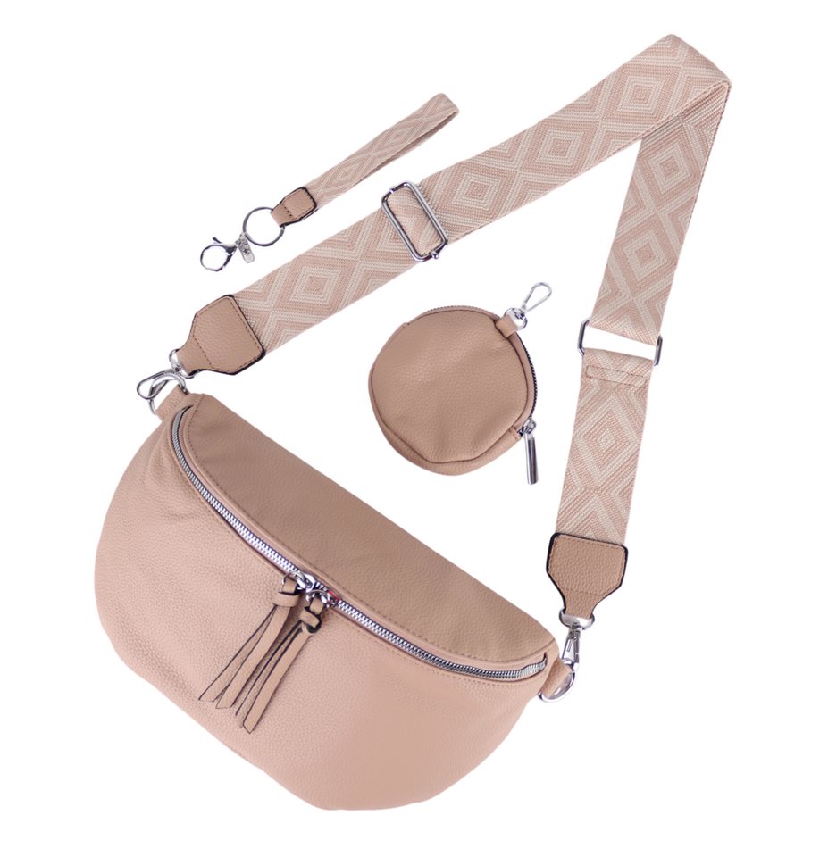 MIRROSI Bauchtasche Damen Taschen, Umhängetasche, Brusttasche, 30x19x10cm Veganes Leder (Schultertasche für jeden Anlass, (dazu 1x Schlüsselband und 1x Münzenbeutel), Crossbody Bag, Bohemian gemusterten & verstellbaren Schulterriemen von MIRROSI