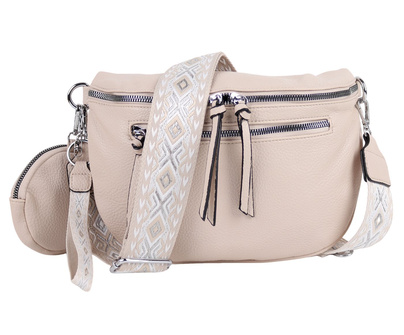 MIRROSI Bauchtasche Damen Taschen, Umhängetasche, Brusttasche, 30x20x9cm Veganes Leder (Schultertasche für jeden Anlass, (dazu 1x Schlüsselband und 1x Münzenbeutel), Crossbody Bag, Bohemian gemusterten& verstellbaren Schulterriemen von MIRROSI