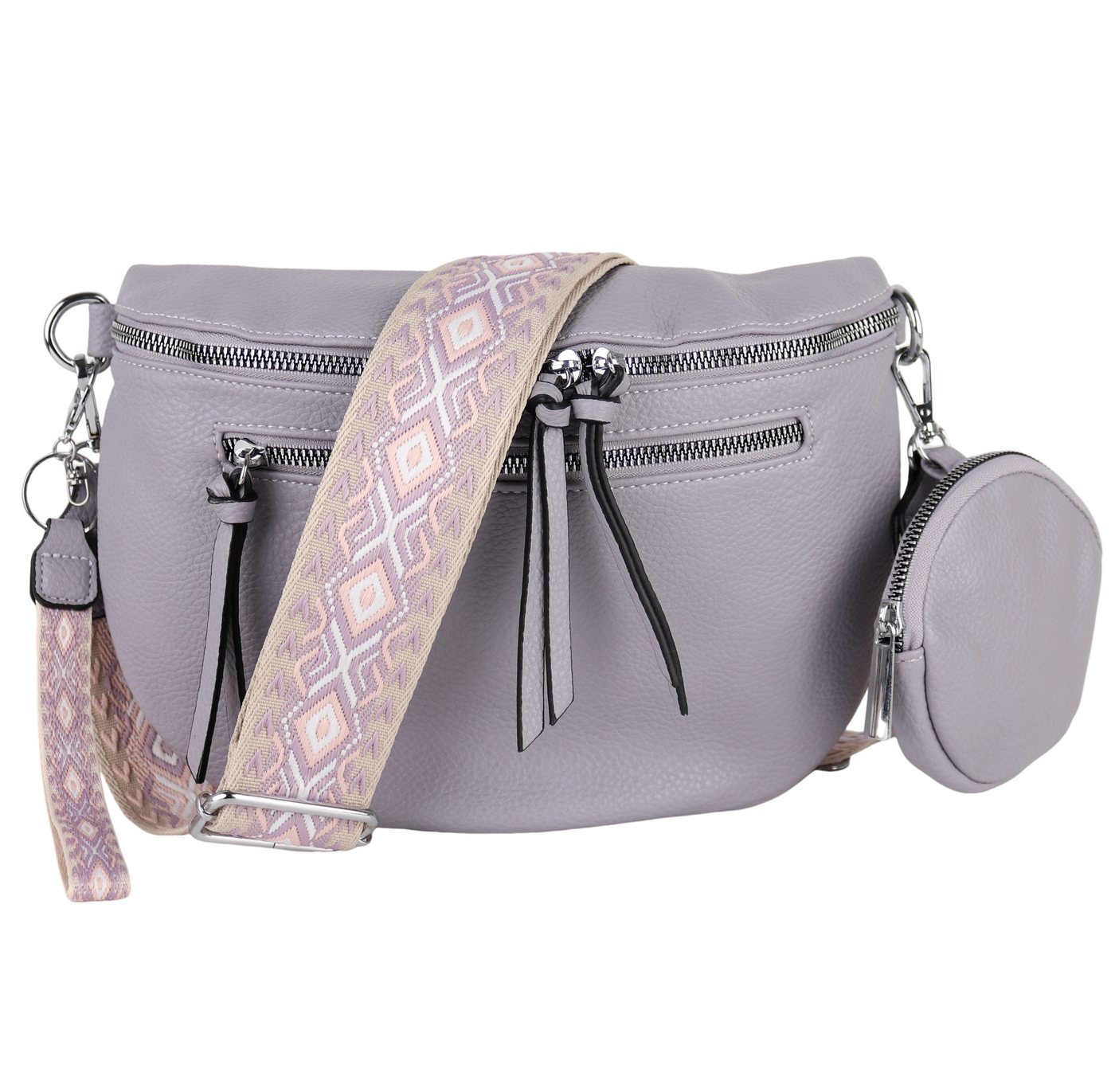 MIRROSI Bauchtasche Damen Taschen, Umhängetasche, Brusttasche, 30x20x9cm Veganes Leder (Schultertasche für jeden Anlass, (dazu 1x Schlüsselband und 1x Münzenbeutel), Crossbody Bag, Bohemian gemusterten& verstellbaren Schulterriemen von MIRROSI