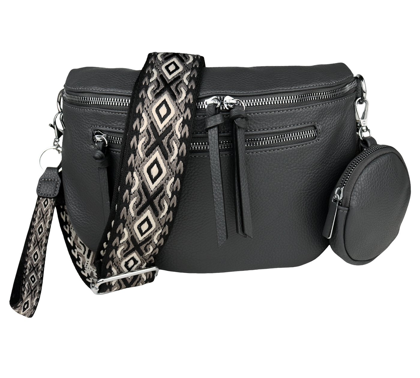 MIRROSI Bauchtasche Damen Taschen, Umhängetasche, Brusttasche, 30x20x9cm Veganes Leder (Schultertasche für jeden Anlass, (dazu 1x Schlüsselband und 1x Münzenbeutel), Crossbody Bag, Bohemian gemusterten& verstellbaren Schulterriemen von MIRROSI