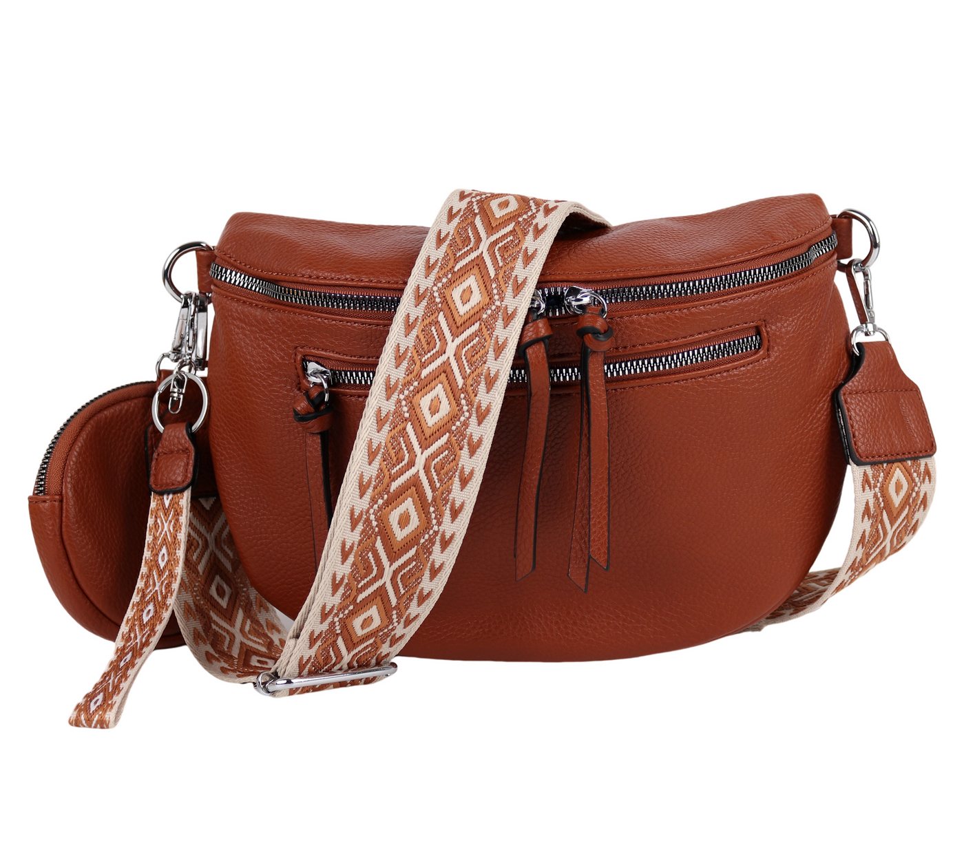 MIRROSI Bauchtasche Damen Taschen, Umhängetasche, Brusttasche, 30x20x9cm Veganes Leder (Schultertasche für jeden Anlass, (dazu 1x Schlüsselband und 1x Münzenbeutel), Crossbody Bag, Bohemian gemusterten& verstellbaren Schulterriemen von MIRROSI