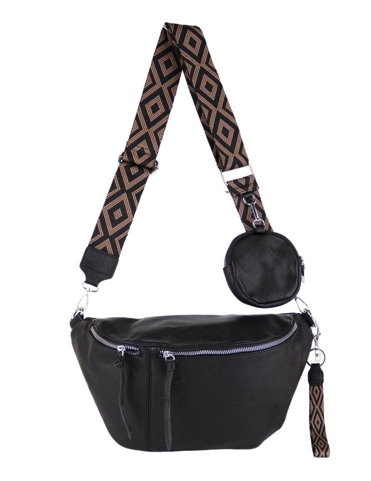 MIRROSI Bauchtasche Damen Taschen, Umhängetasche, Brusttasche, 35x19x11cm XL Veganes Leder (Schultertasche für jeden Anlass, (dazu 1x Schlüsselband und 1x Münzenbeutel), Crossbody Bag, Bohemian gemusterten & verstellbaren Schulterriemen von MIRROSI