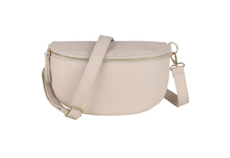 MIRROSI Bauchtasche mit GOLDENER Reißverschluss Damen, Echtleder, MADE IN ITALY, (Umhängetasche, Schultertasche auch Leder für jeden Anlass (1 Tasche & 1 Ledergurt), 3 Größen auswählbar, Brusttasche), Crossbody Bag, Gold, verstellbare Schulterriemen von MIRROSI