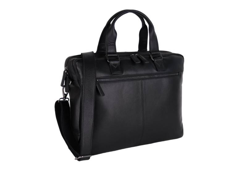 MIRROSI Businesstasche Laptoptasche aus Echtleder Weich, Aktentasche (abnehmbarer, verstellbarer Gurt, Riemen zur Befestigung am Koffergriff), Außenmaße: 42x32X9cm (BxHxT) (bis 15,6 Zoll Notebook) von MIRROSI