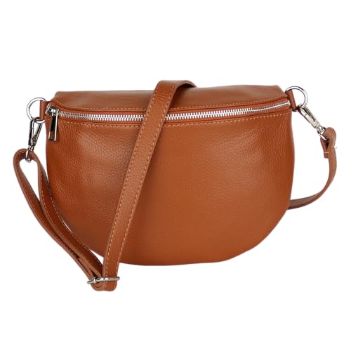 MIRROSI Damen Bauchtasche aus Echtleder, Made in Italy. Als Umhängetasche, Brust- oder Schultertasche tragbar, 26x20x8 cm, Reißverschlussfach hinten. (Connac Basic Version) von MIRROSI