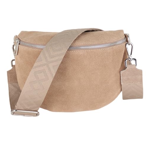 MIRROSI Damen Bauchtasche aus Wildleder, Made in Italy. Als Umhängetasche, Brust- oder Schultertasche tragbar, 26x20x8 cm, Reißverschlussfach hinten. (Upgrade Version: Wildleder Dunkelbeige Fischgrät) MIRROSI Damen Bauchtasche aus Wildleder, Made in Italy. Als Umhängetasche, Brust- oder Schultertasche tragbar, 26x20x8 cm, Reißverschlussfach hinten. (Upgrade Version: Wildleder Dunkelbeige Fischgrät) von MIRROSI