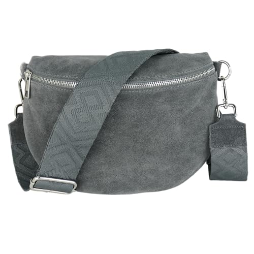 MIRROSI Damen Bauchtasche aus Wildleder, Made in Italy. Als Umhängetasche, Brust- oder Schultertasche tragbar, 26x20x8 cm, Reißverschlussfach hinten. (Upgrade Version: Wildleder Dunkelgrau Fischgrät) MIRROSI Damen Bauchtasche aus Wildleder, Made in Italy. Als Umhängetasche, Brust- oder Schultertasche tragbar, 26x20x8 cm, Reißverschlussfach hinten. (Upgrade Version: Wildleder Dunkelgrau Fischgrät) von MIRROSI