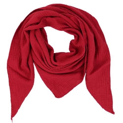 MIRROSI Damen Musselin Halstuch Made in Italy mit Leoprint oder Unifarben – Leichtes Dreieckstuch für Frühling & Sommer, Baumwolle, 200x80 cm (Uni Bordeaux) von MIRROSI