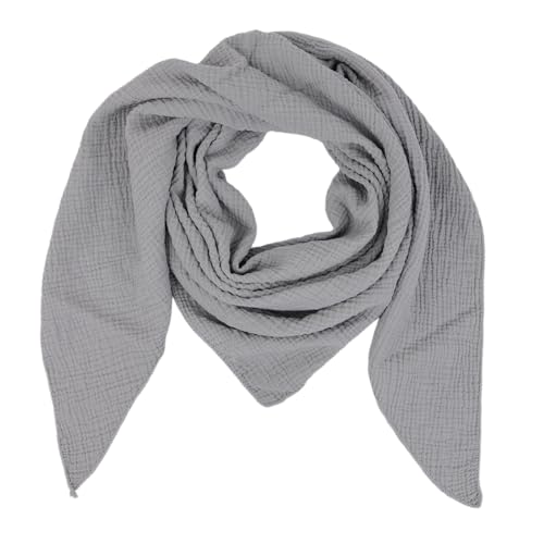 MIRROSI Damen Musselin Halstuch Made in Italy mit Leoprint oder Unifarben – Leichtes Dreieckstuch für Frühling & Sommer, Baumwolle, 200x80 cm (Uni Dunkelgrau) von MIRROSI