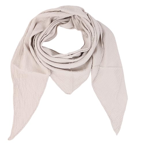 MIRROSI Damen Musselin Halstuch Made in Italy mit Leoprint oder Unifarben – Leichtes Dreieckstuch für Frühling & Sommer, Baumwolle, 200x80 cm (Uni Graubeige) von MIRROSI