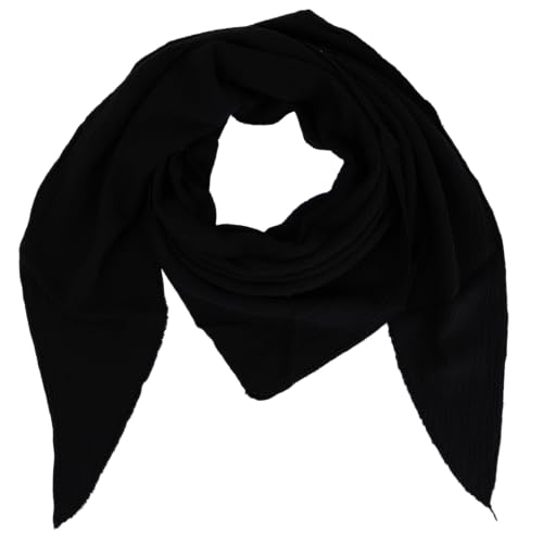 MIRROSI Damen Musselin Halstuch Made in Italy mit Leoprint oder Unifarben – Leichtes Dreieckstuch für Frühling & Sommer, Baumwolle, 200x80 cm (Uni Schwarz) von MIRROSI