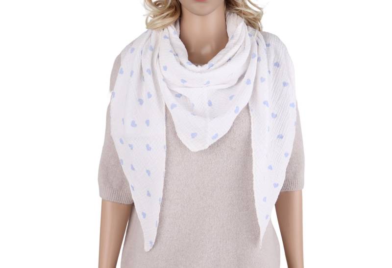 MIRROSI Dreieckstuch Aus Musellin Dreiecksschal ca.195x80 cm, Herz Print Made in Italy, (Leicht ideal für das ganze Jahr, 100% Baumwolle), in tollen Farben (Herzprint) von MIRROSI