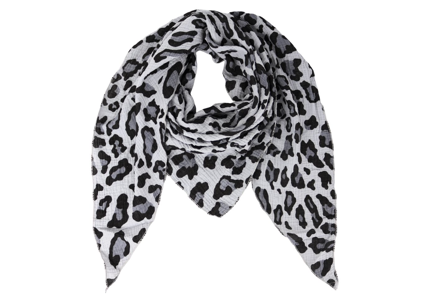 MIRROSI Dreieckstuch Aus Musellin Dreiecksschal ca.195x80 cm, Made in Italy, (leicht, ideal für das ganze Jahr, 100% Baumwolle), in tollen Farben (Leo Muster) von MIRROSI