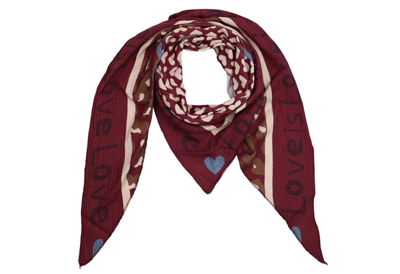 MIRROSI Dreieckstuch Aus Musellin Dreiecksschal ca.195x90 cm, Made in Italy, (Leicht, ideal für das ganze Jahr, 100% Baumwolle), in tollen Farben (Leo Love Muster) von MIRROSI