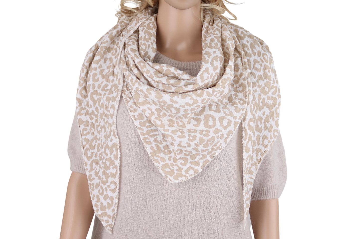 MIRROSI Dreieckstuch Aus Musellin Dreiecksschal ca.200x80 cm, Made in Italy, (Leicht ideal für das ganze Jahr, 100% Baumwolle), in tollen Farben (Leo Muster oder Unifarben) von MIRROSI