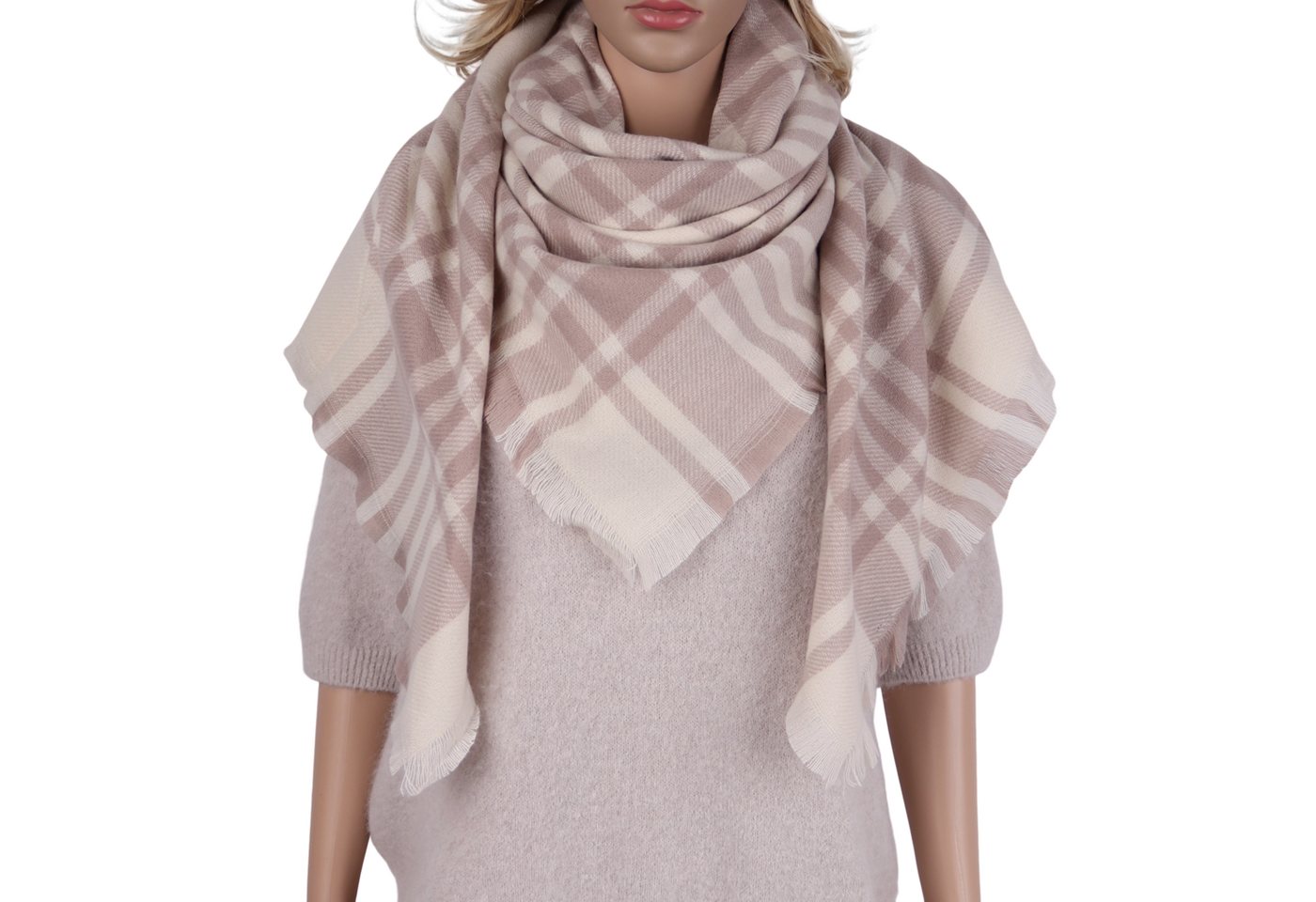 MIRROSI Dreieckstuch Viereckiges Tuch warmer Karo Muster ca.130x130cm, (ca.130x130cm), Dreiecksschal in tollen Farben von MIRROSI