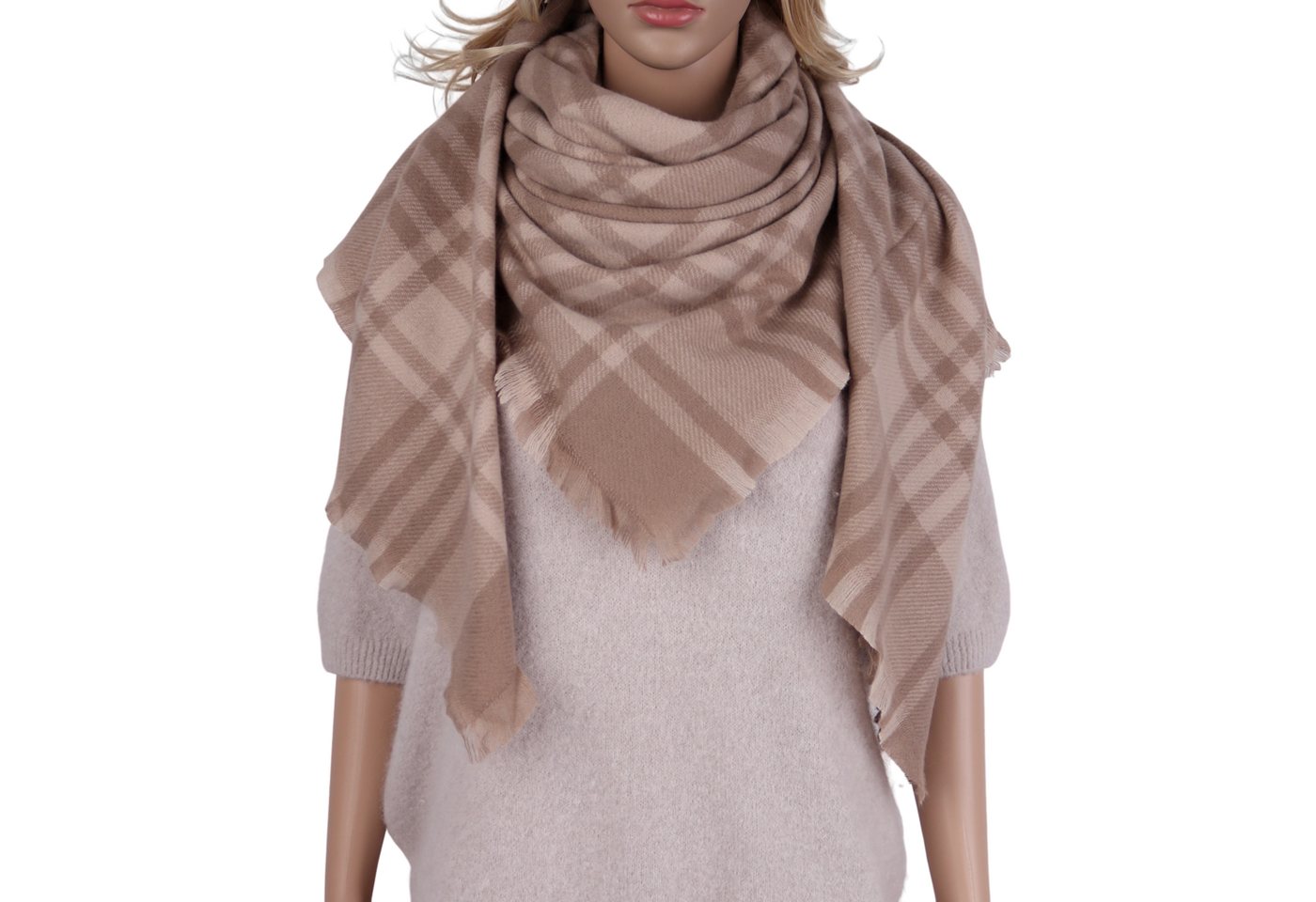 MIRROSI Dreieckstuch Viereckiges Tuch warmer Karo Muster ca.130x130cm, (ca.130x130cm), Dreiecksschal in tollen Farben von MIRROSI