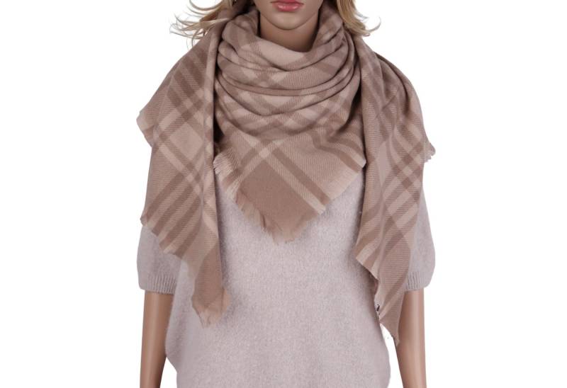 MIRROSI Dreieckstuch Viereckiges Tuch warmer Karo Muster ca.130x130cm, (ca.130x130cm), Dreiecksschal in tollen Farben von MIRROSI