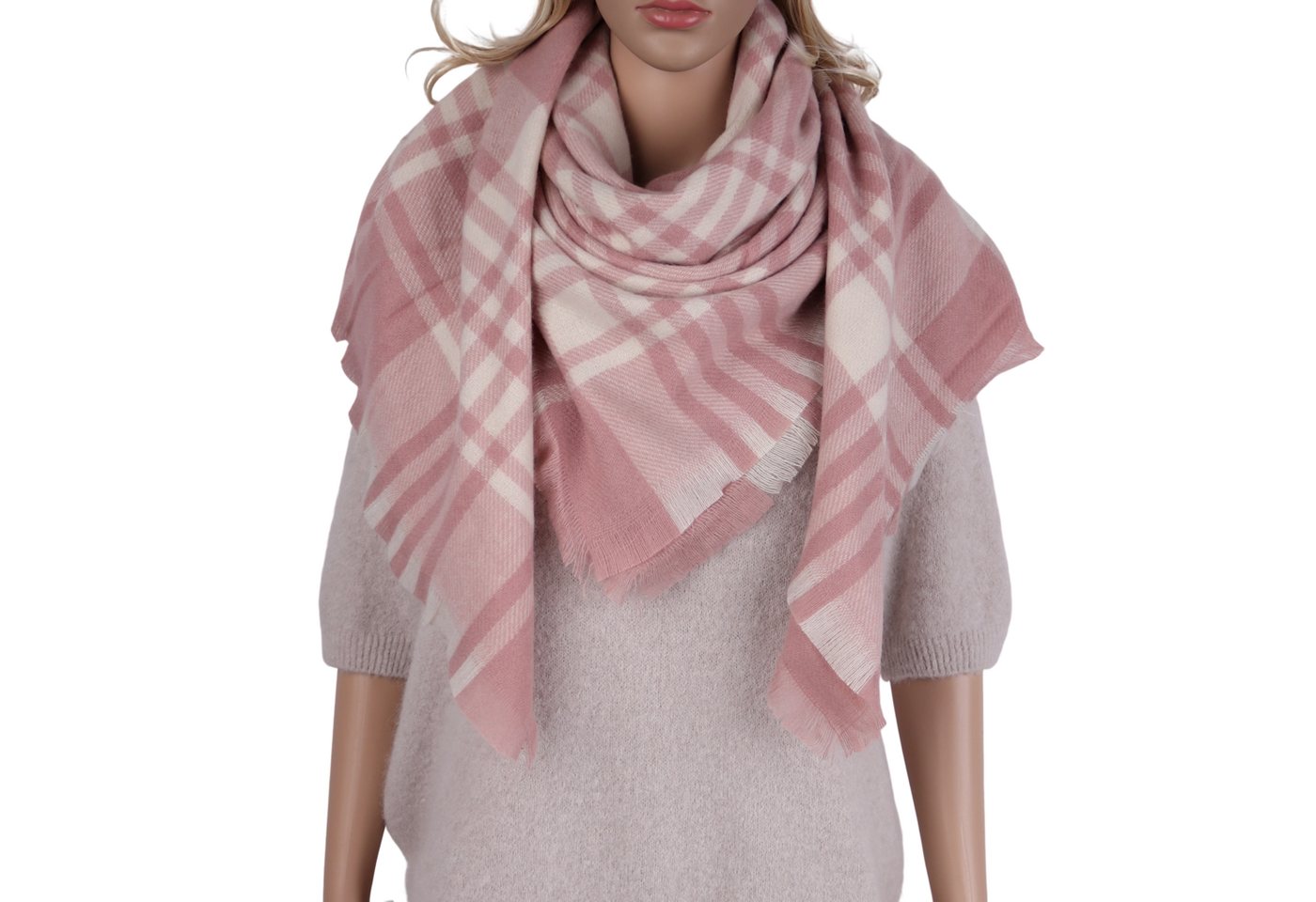 MIRROSI Dreieckstuch Viereckiges Tuch warmer Karo Muster ca.130x130cm, (ca.130x130cm), Dreiecksschal in tollen Farben von MIRROSI