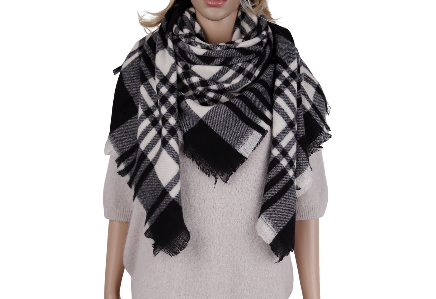 MIRROSI Dreieckstuch Viereckiges Tuch warmer Karo Muster ca.130x130cm, (ca.130x130cm), Dreiecksschal in tollen Farben von MIRROSI