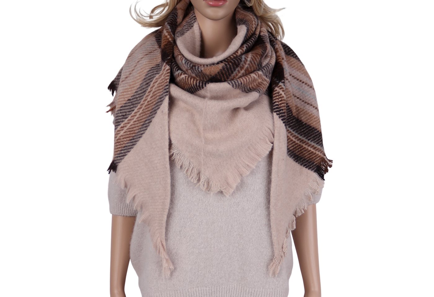 MIRROSI Dreieckstuch kuschliger und warmer Dreiecksschal Kariert Karo, (Kariert Muster, Neue Kollektion Herbst/Winter 2025), Trendiges Karo-Design, wärmend & weich XXL ca. 95x200cm von MIRROSI