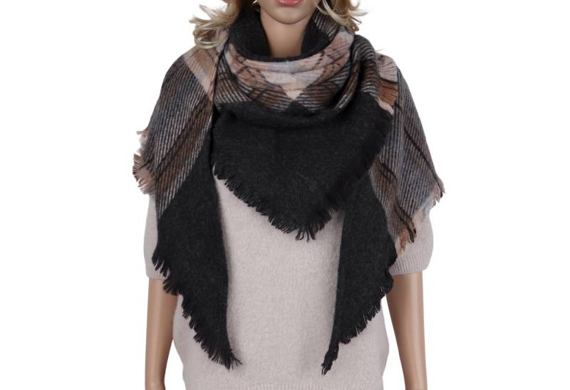 MIRROSI Dreieckstuch kuschliger und warmer Dreiecksschal Kariert Karo, (Kariert Muster, Neue Kollektion Herbst/Winter 2025), Trendiges Karo-Design, wärmend & weich XXL ca. 95x200cm von MIRROSI